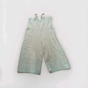 FLAX Jumpsuit Overalls Womens Small Beige Linen Lagenlook Pockets